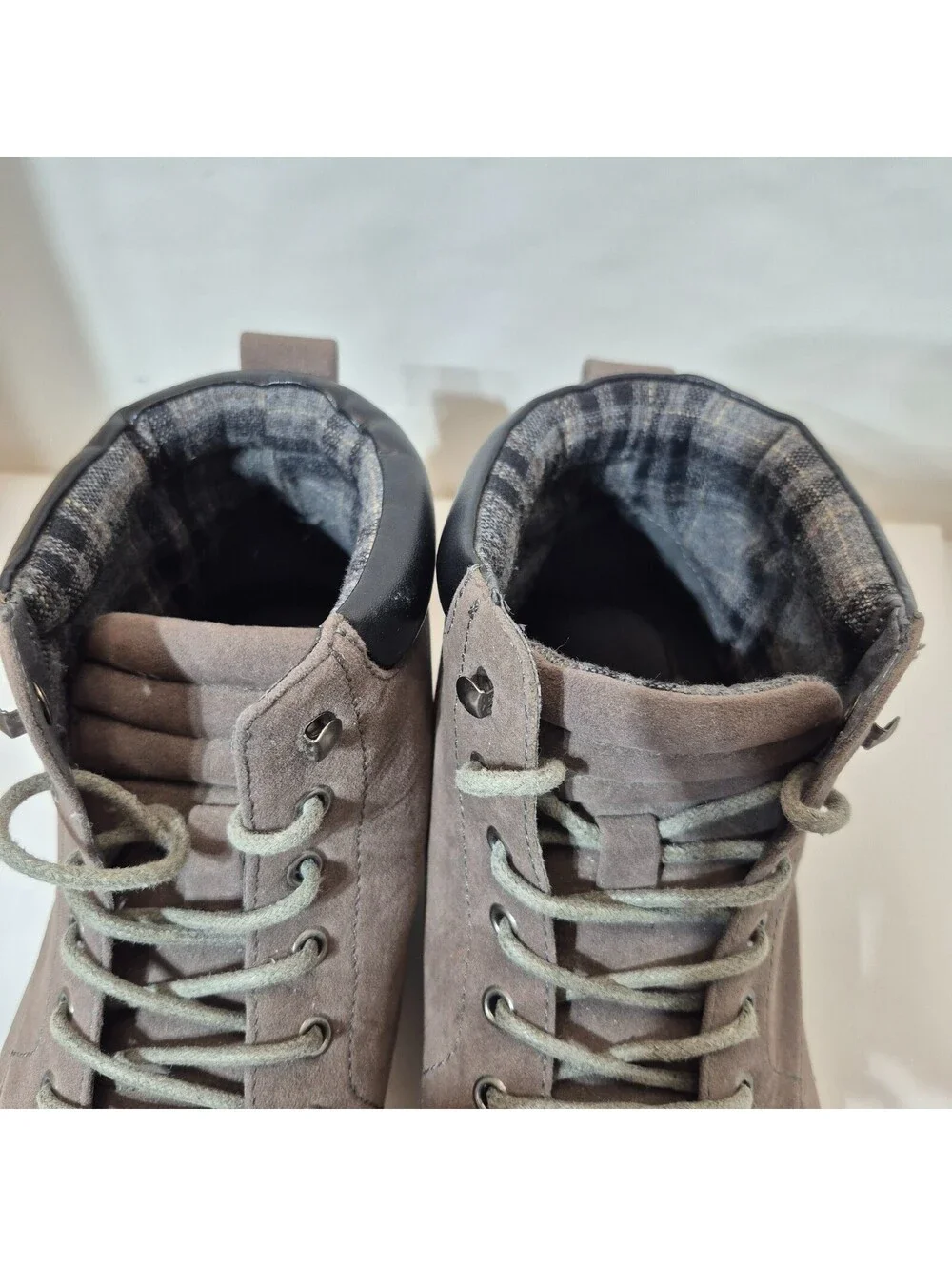 Men's Weather Spirits Shoes Gray/Plaid Sz 12 Lightweight Faux Suede